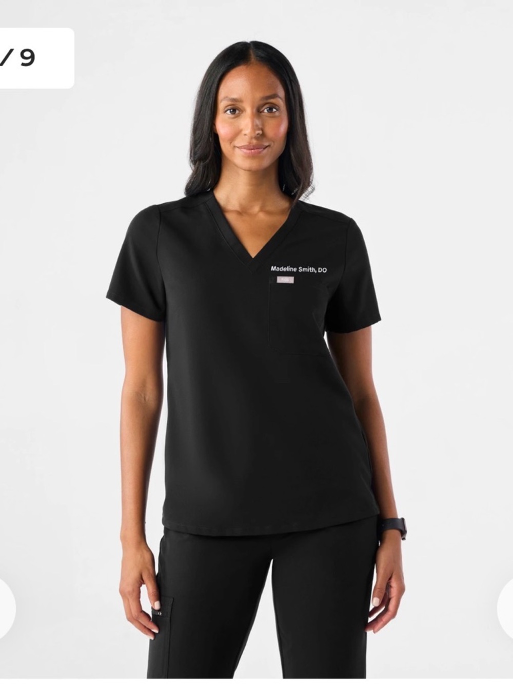 Figs Black Short Sleeve Scrub Top